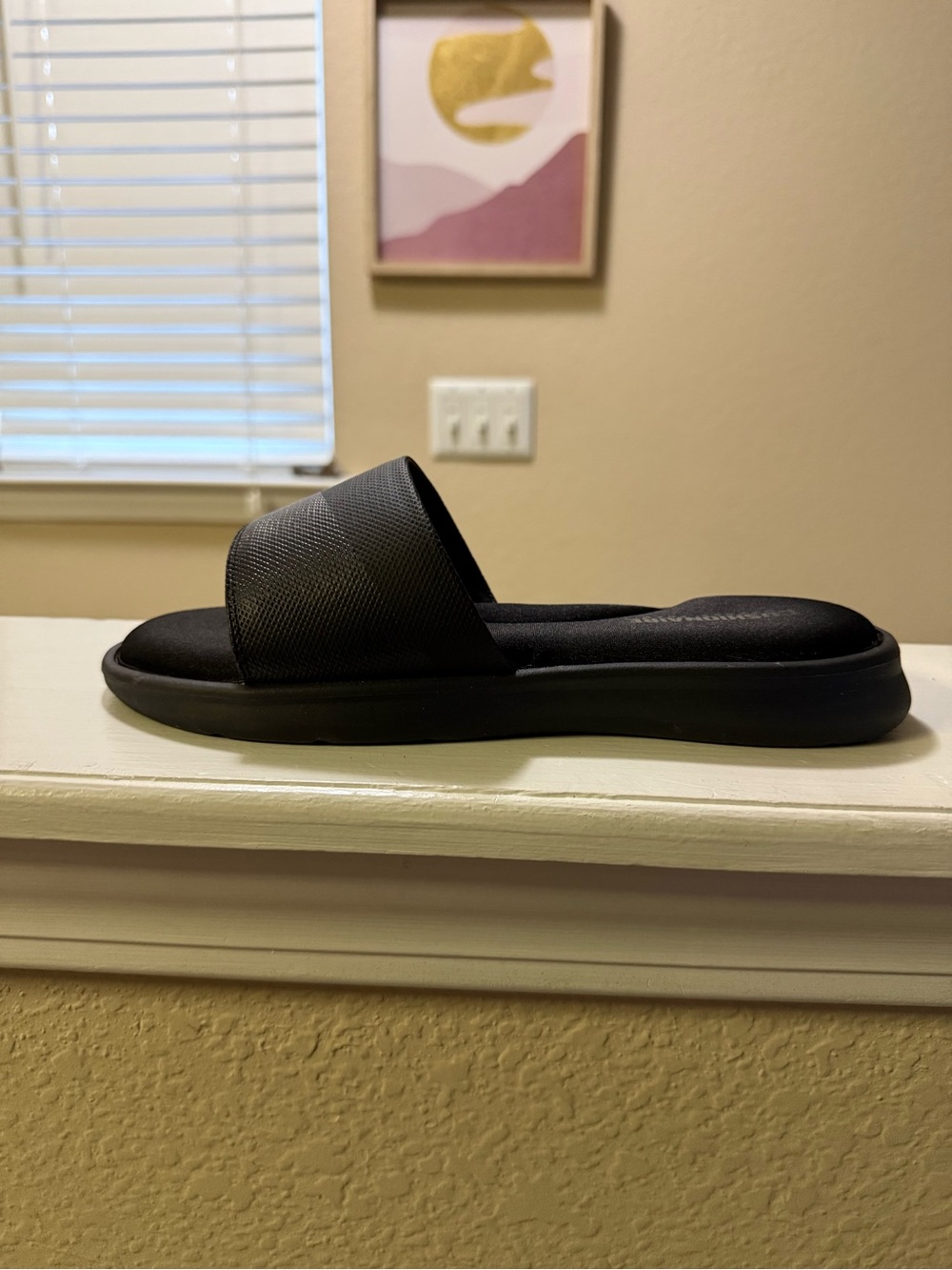 Women's Black Slide Sandals - Memory Foam